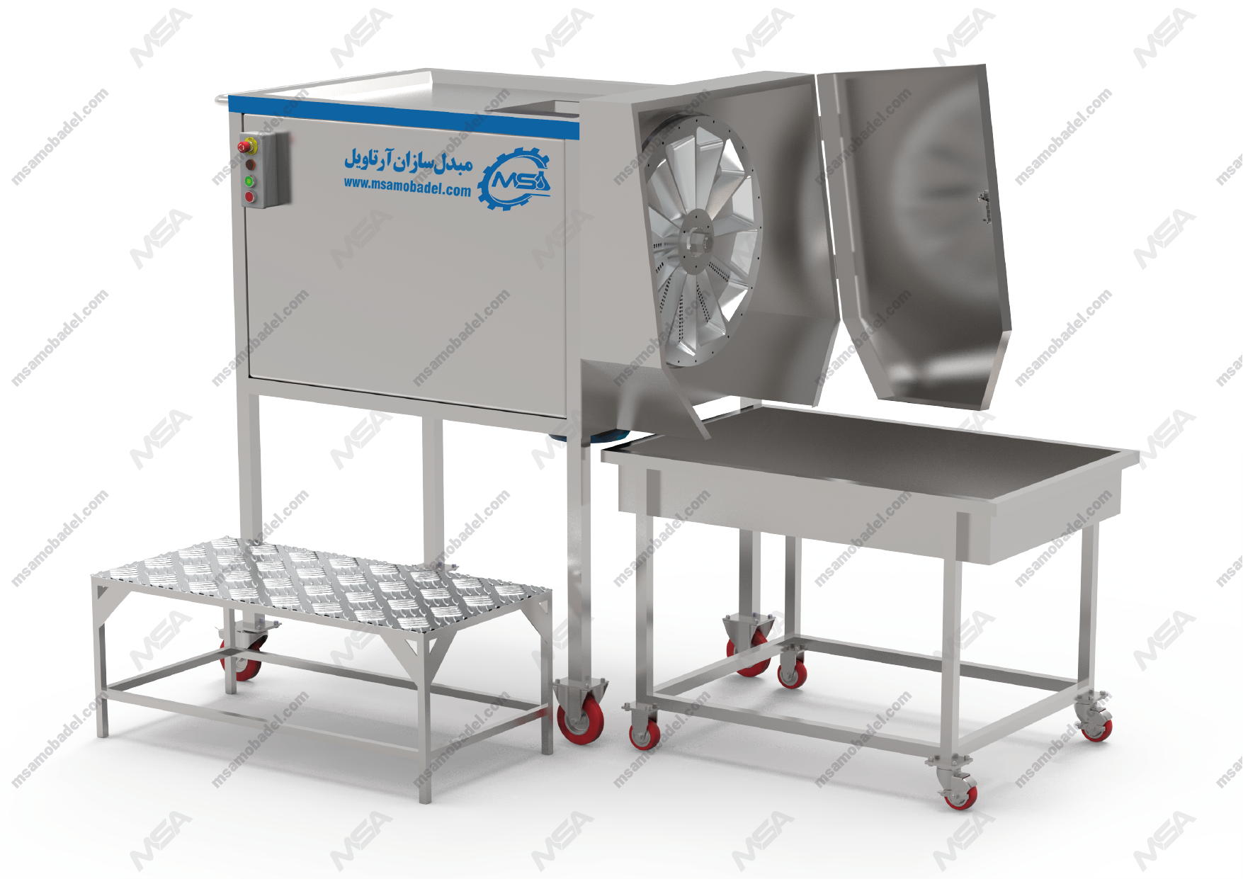 نمای کلی از دستگاه رنده پنیر پیتزا ساخت شرکت مبدل سازان آرتاویل